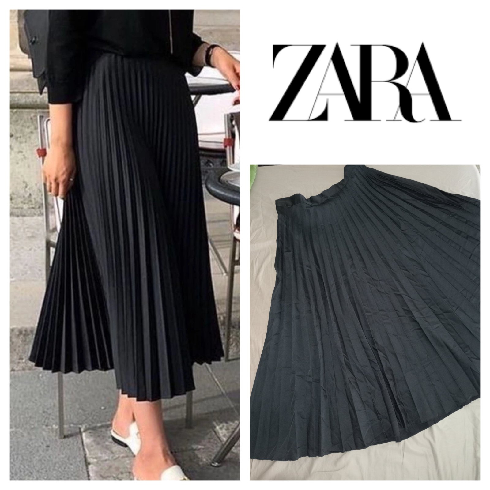 Midi satin pleated skirt