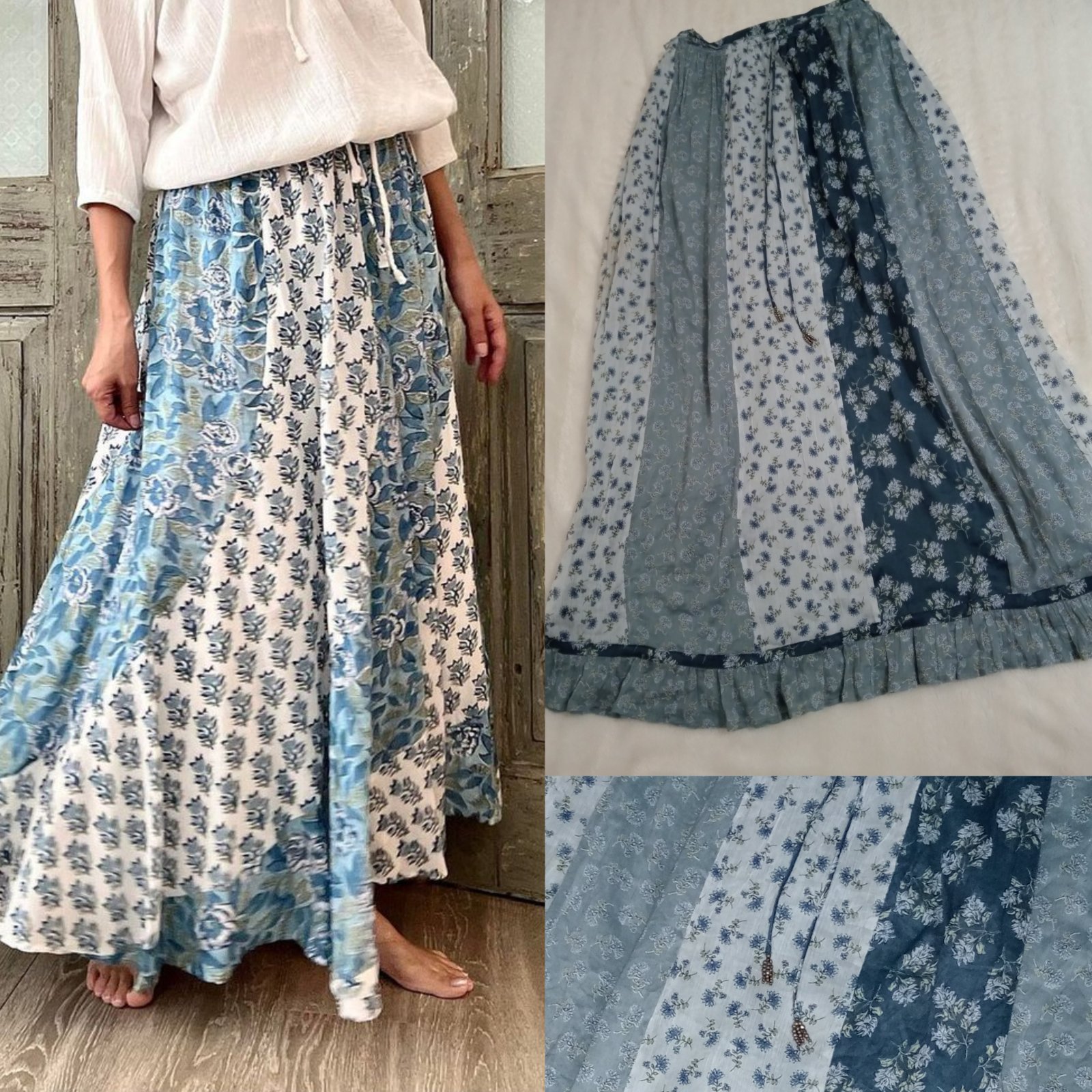 Jupe maxi en soie cotton 