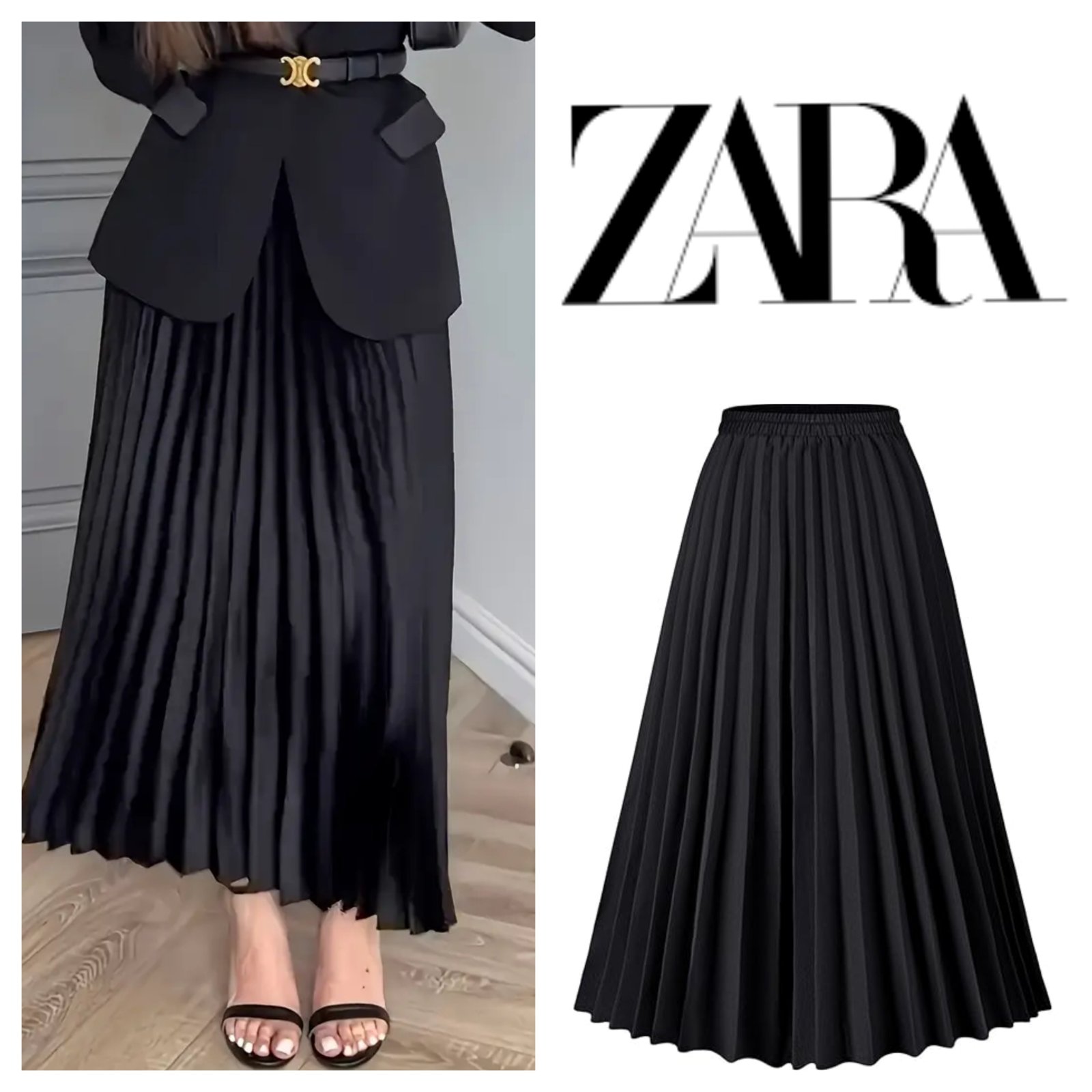 Jupe 3/4 Zara effet satin de soie