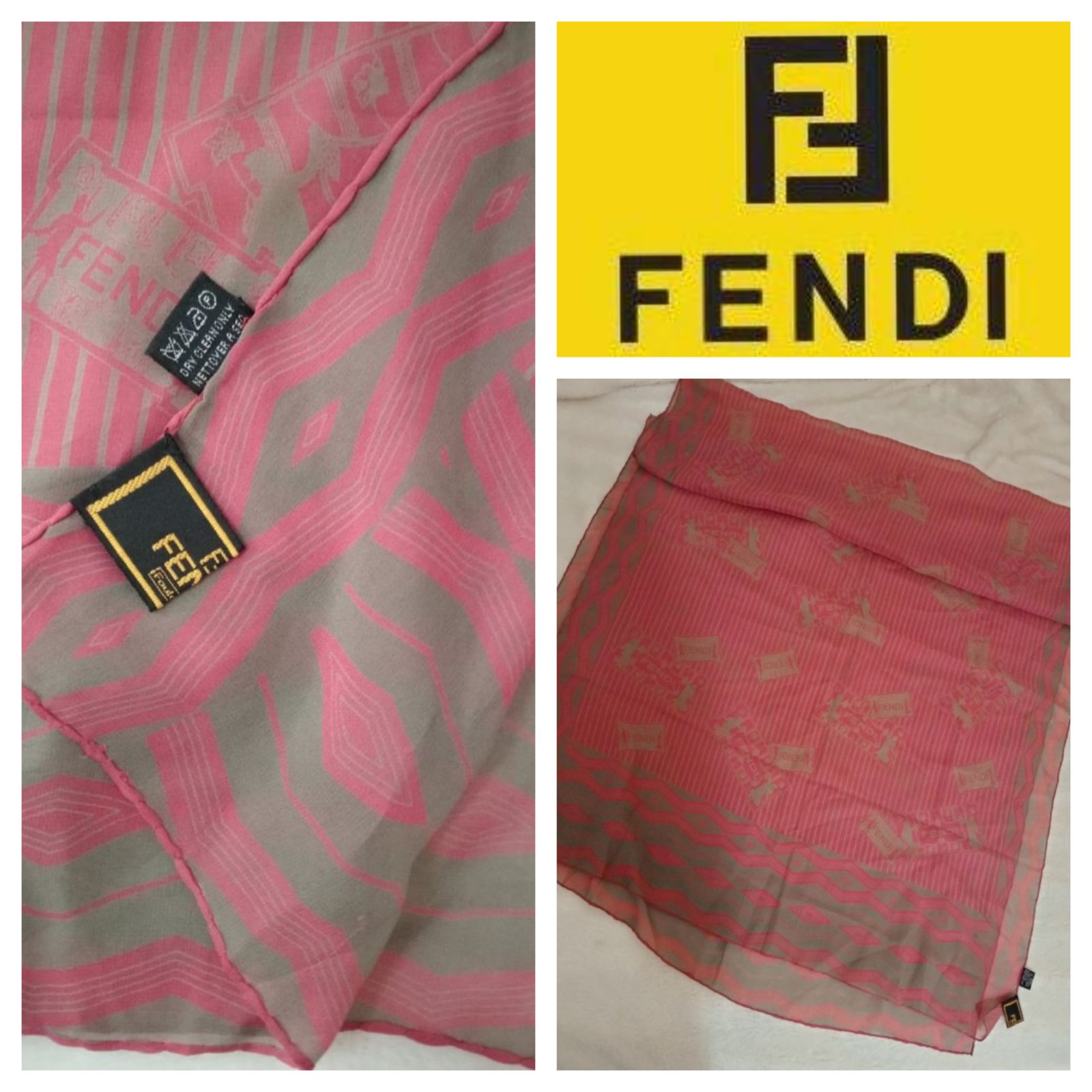 Foulard en soie Fendi authentique 