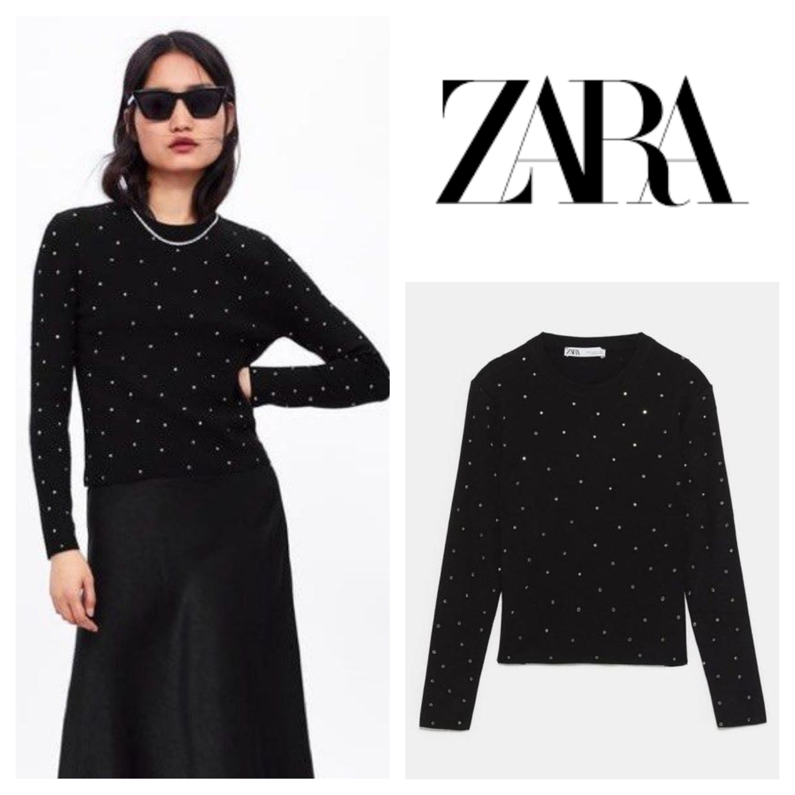 Pull noir avec strass 