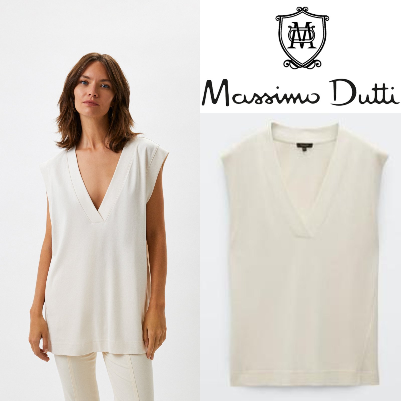 Débardeur crème oversize Massimo Dutti m,l