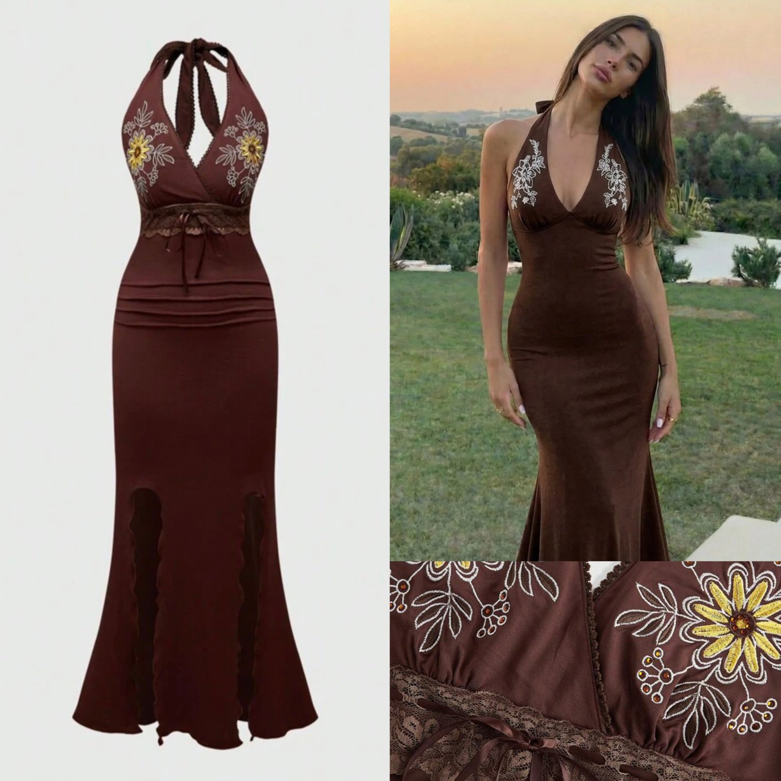 Robe marron Romwe shein