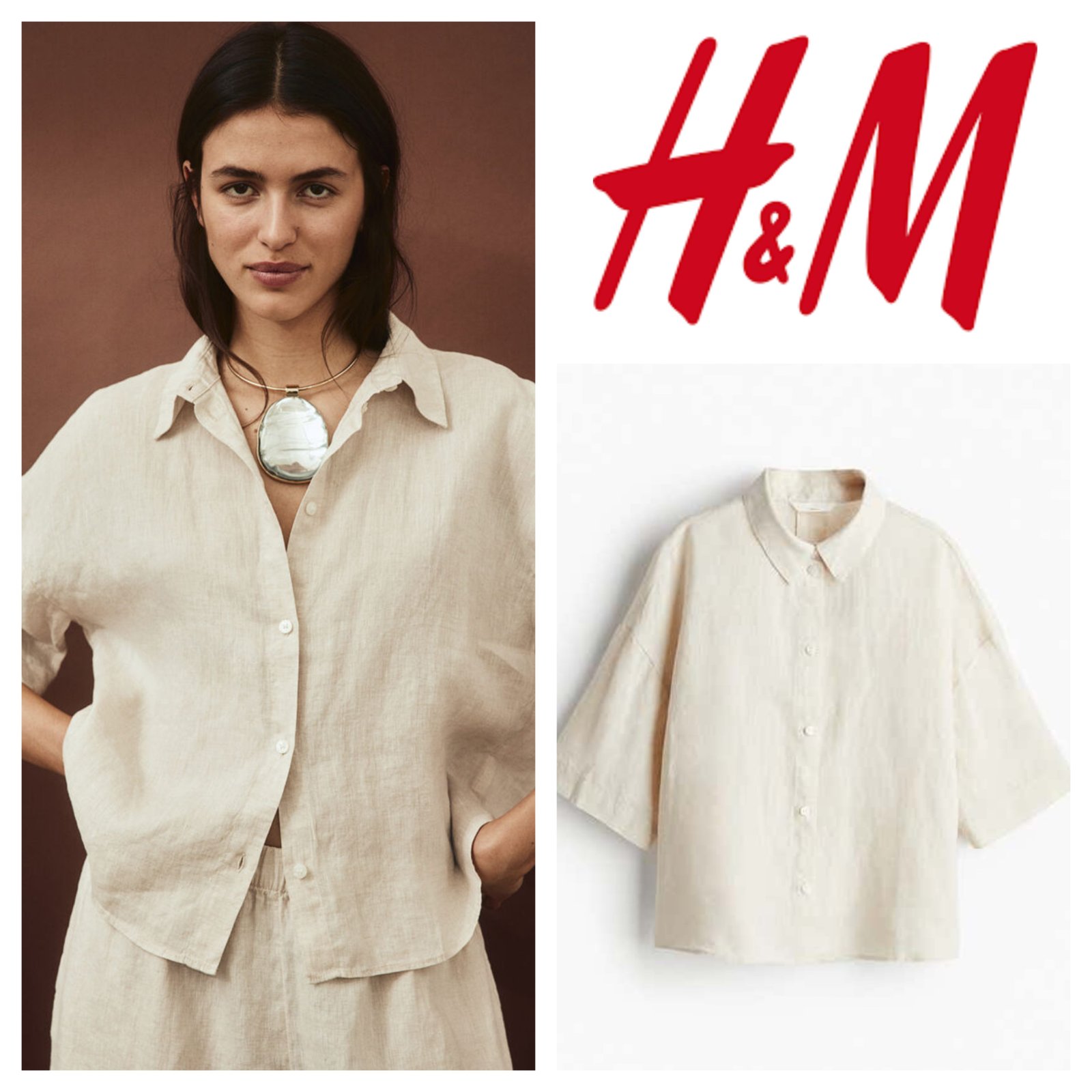 Linen cropped shirt h&m