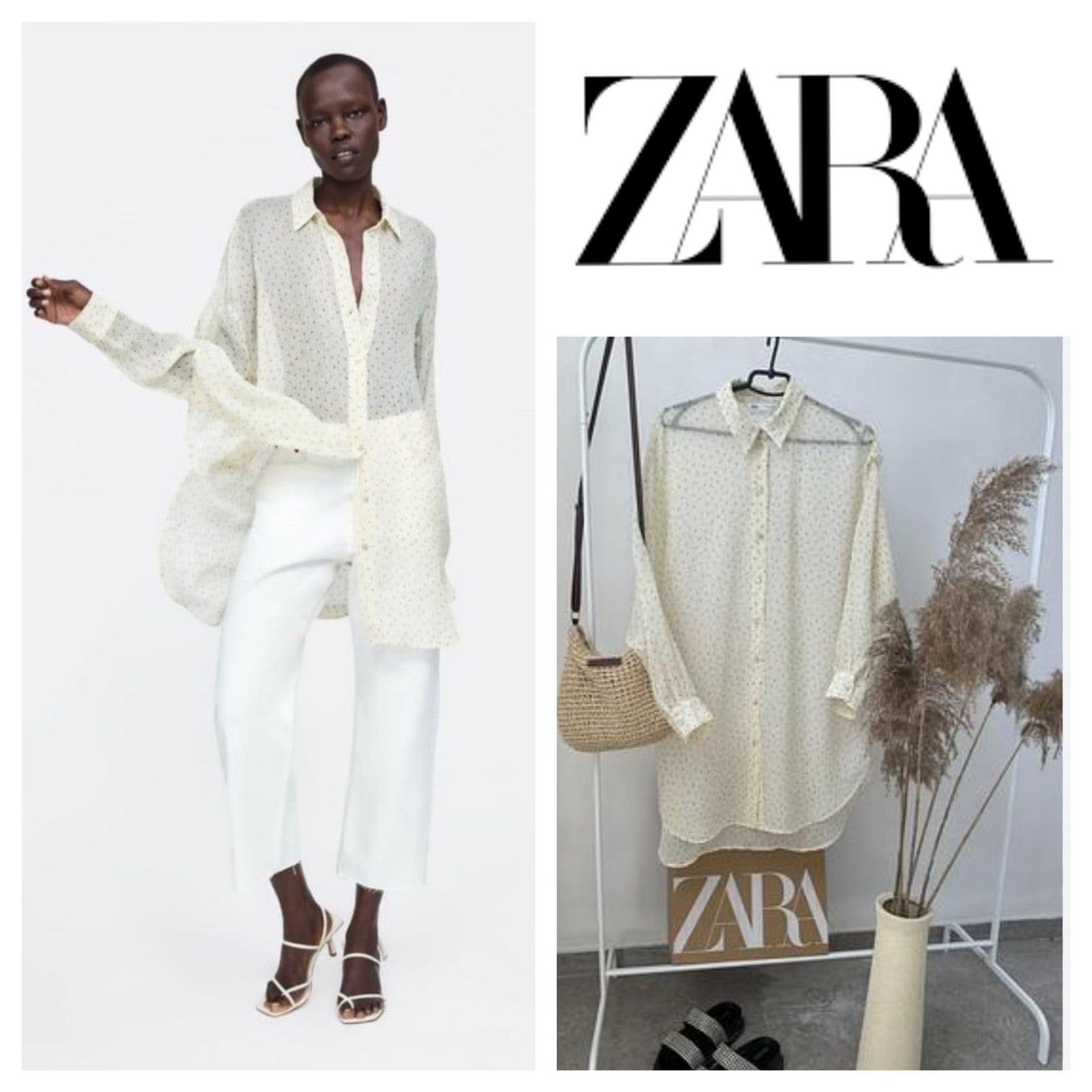 Polka dots sheer zara blouse 42/44