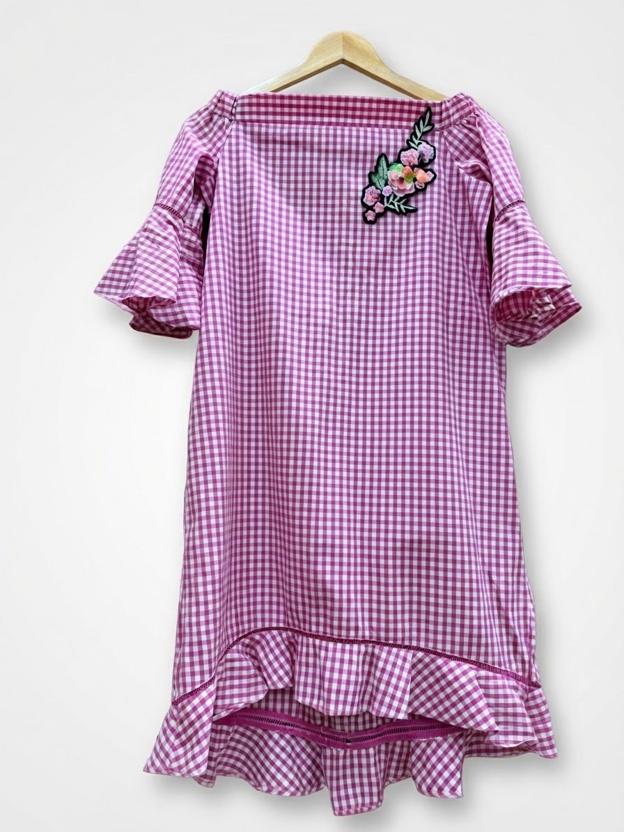 Robe en vichy rose et blanc 