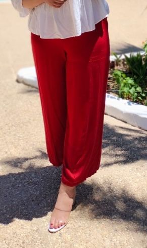 Pantalon large rouge