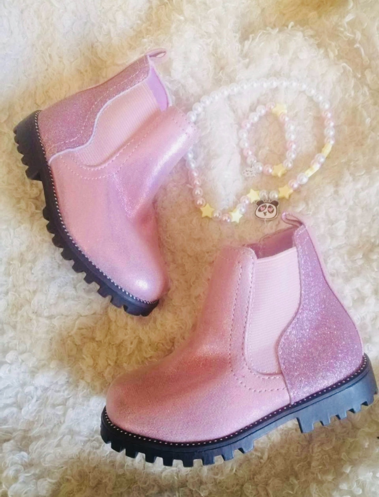 Bottines rose pailletée