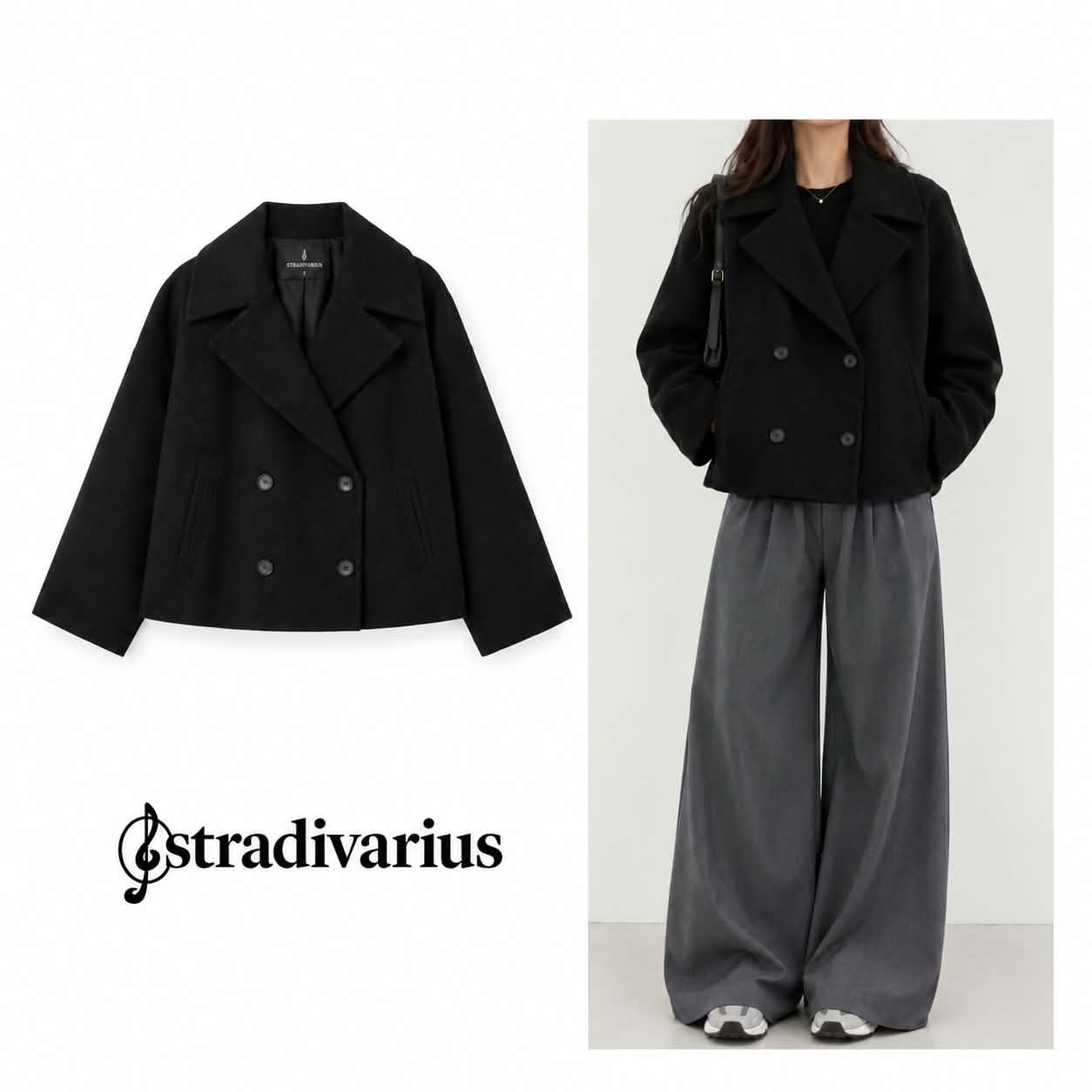 Manteau noir stradivarius 