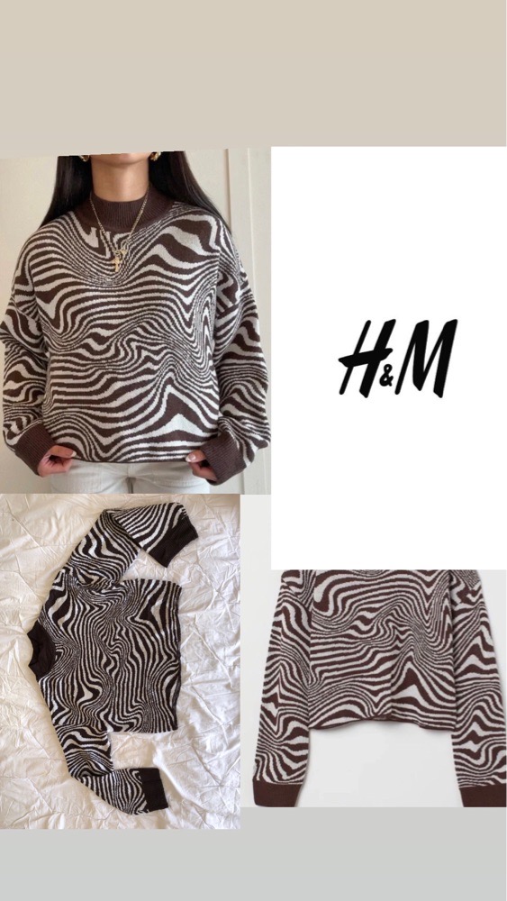 H&M pullover zebra marron et beige