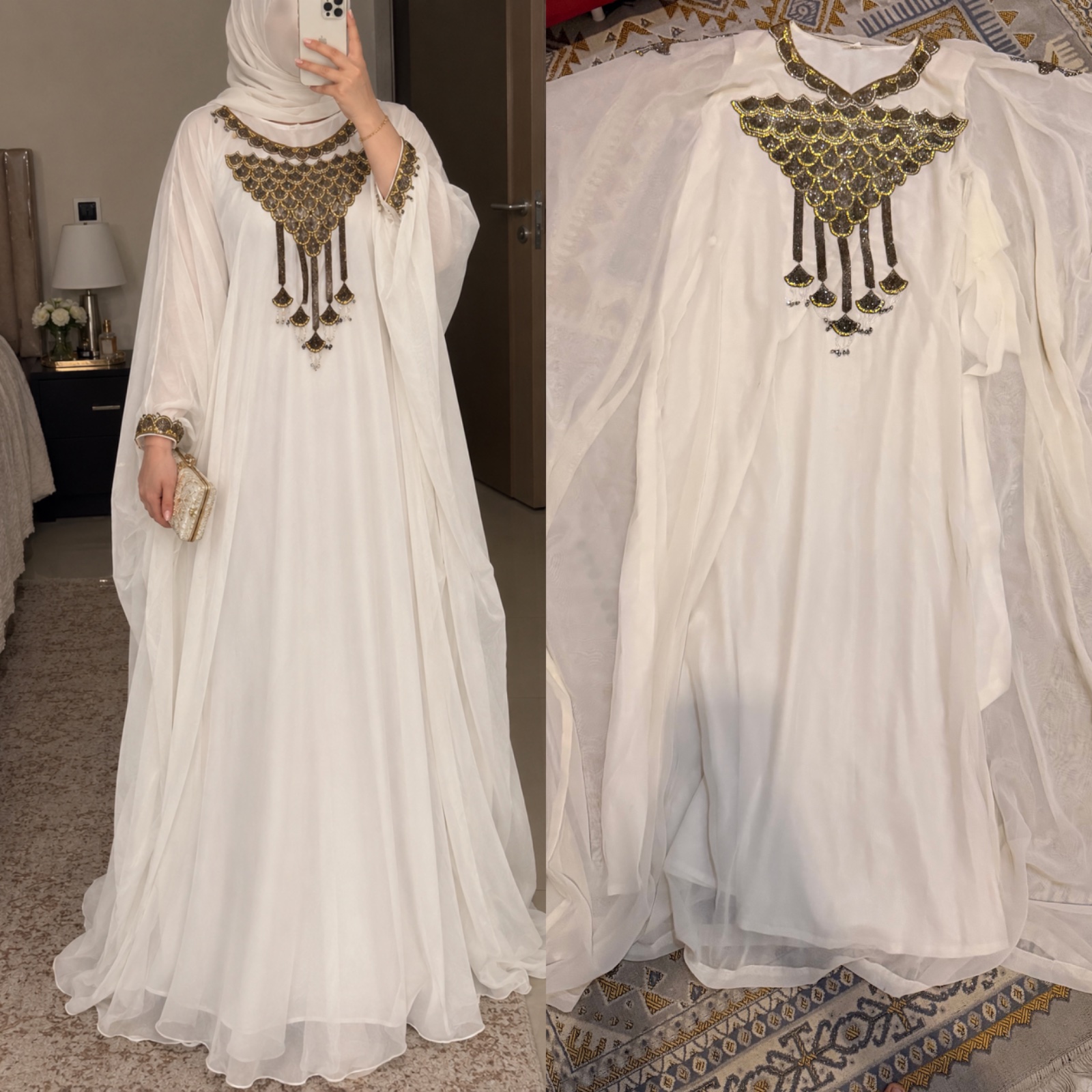 Kaftan blanc soiré très chic 