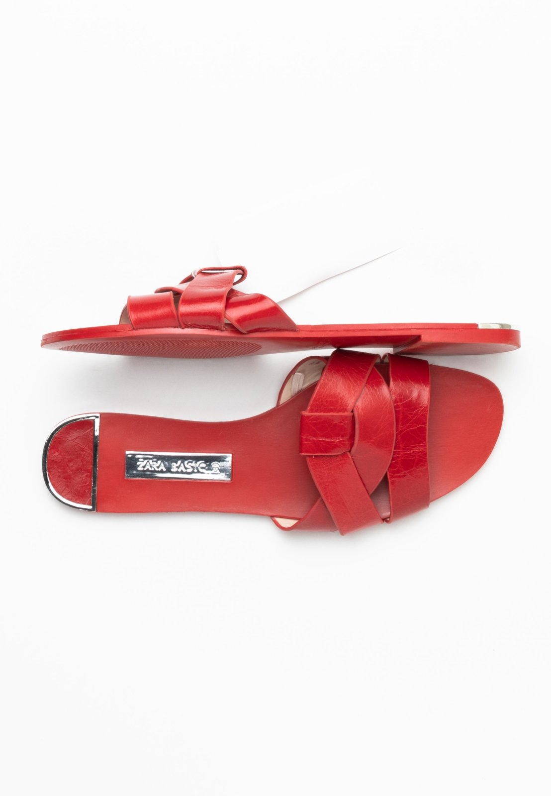 Mules plates Zara Basic cuir bordeaux, pointure 38
