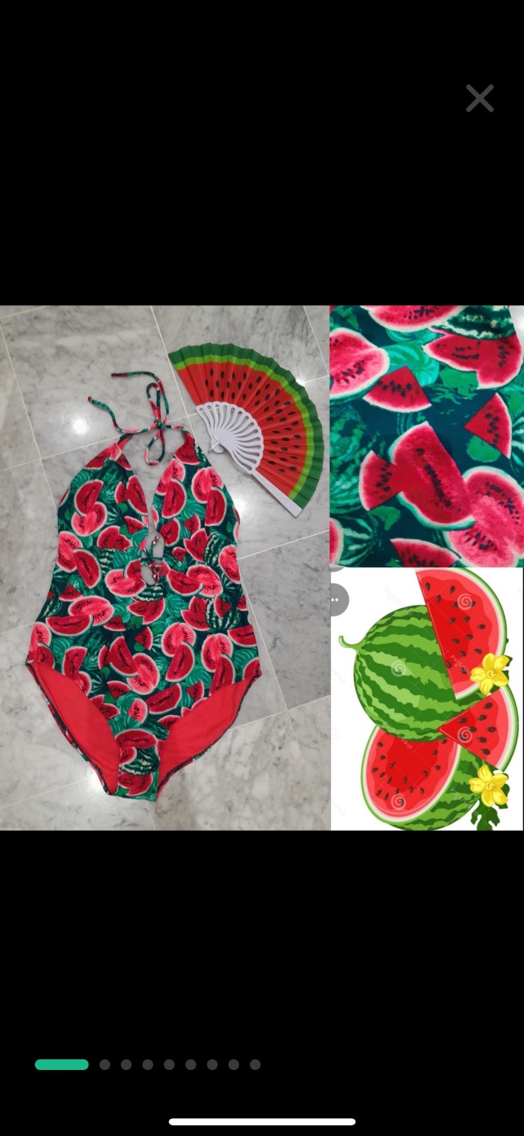 Maillot de bain neuf tres fashion neuf plus un éventail cadeau jide ma part🍉🍉🍉🍉