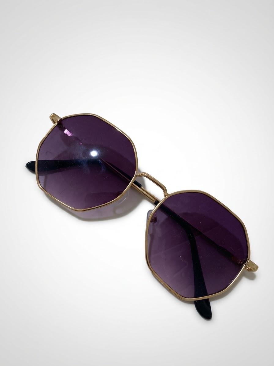 Lunettes de Soleil Vintage Dorées à Verres Violet Dégradé