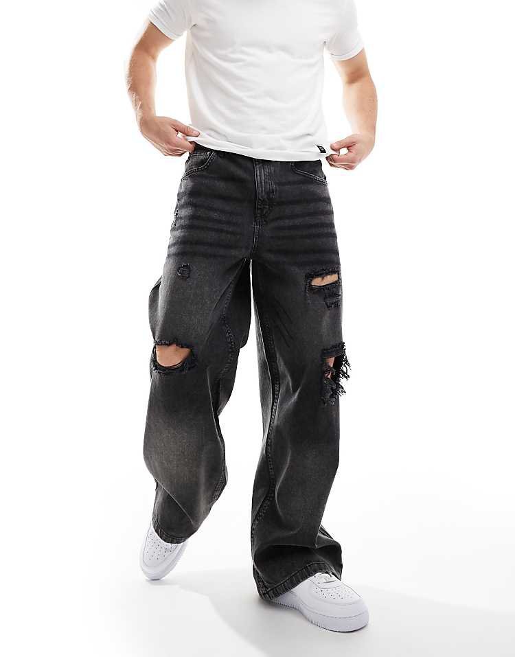 ASOS DESIGN - Jean Super Baggy Gris Délavé - Pour hommes Taille 44
