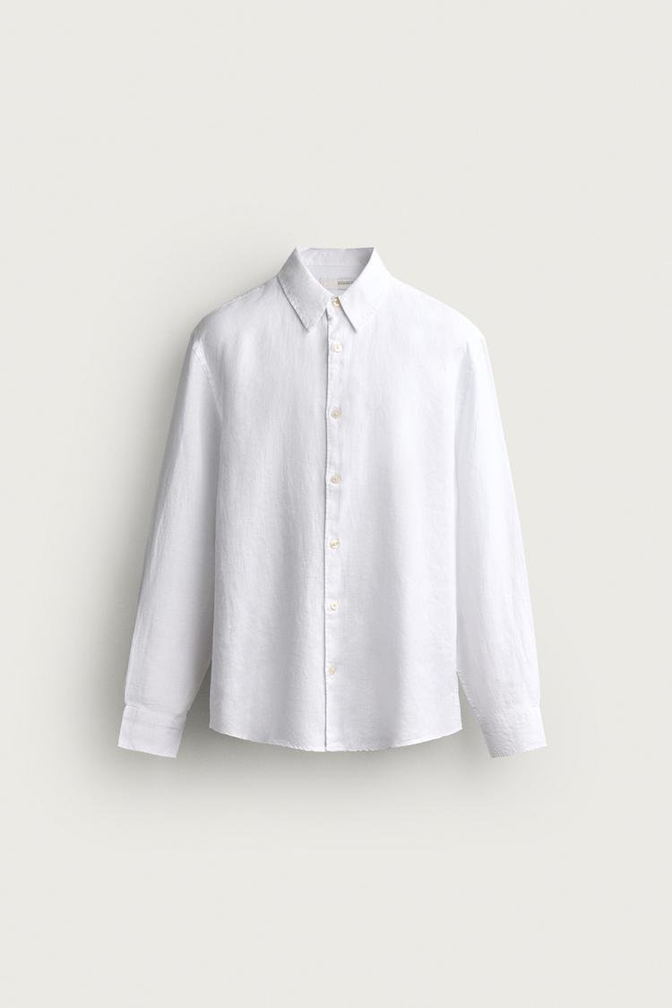 Chemise ZARA Homme Blanche en Lin – Taille M – Comme neuve