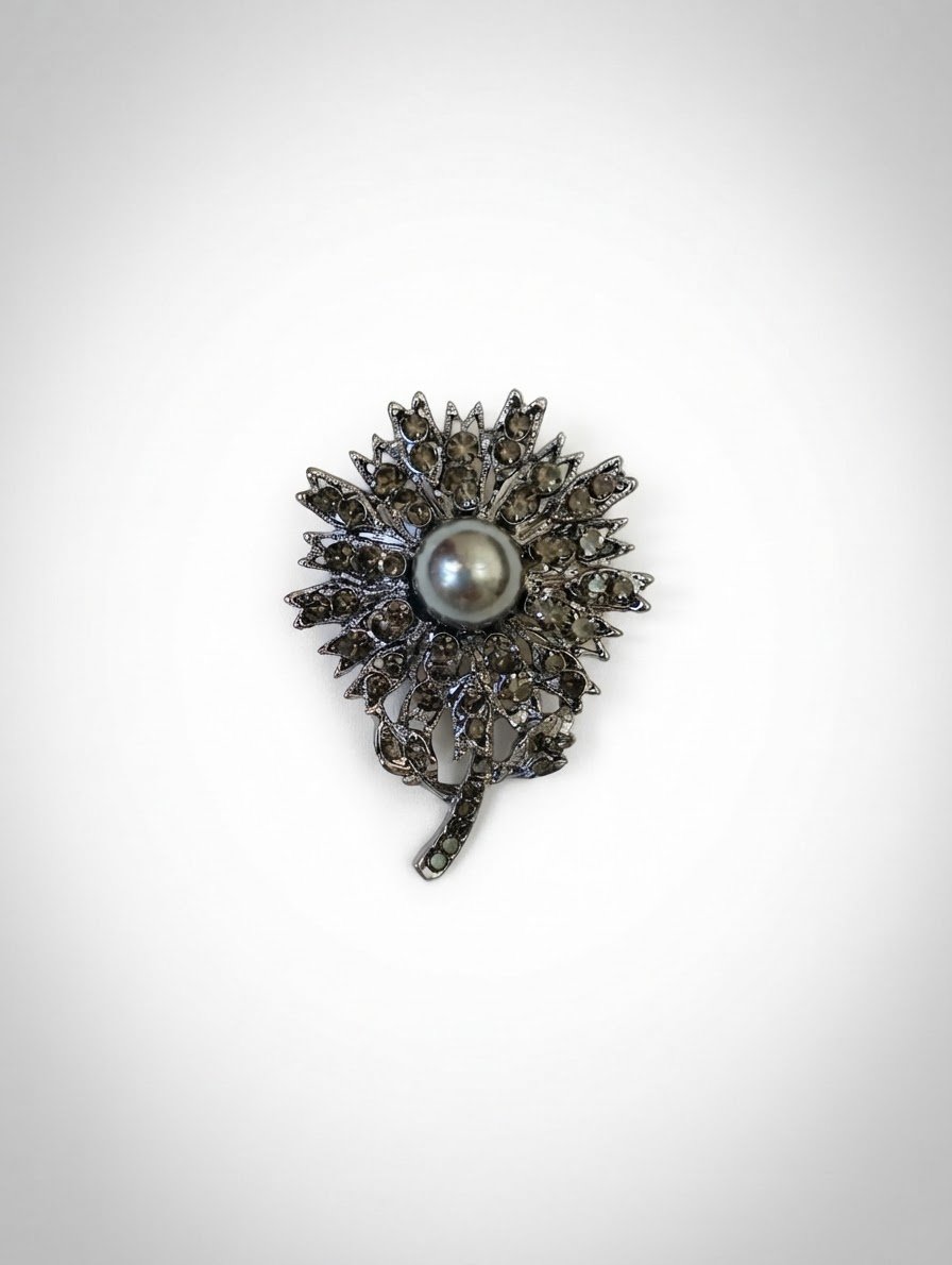 Broche Vintage Femme avec Strass & Perle
