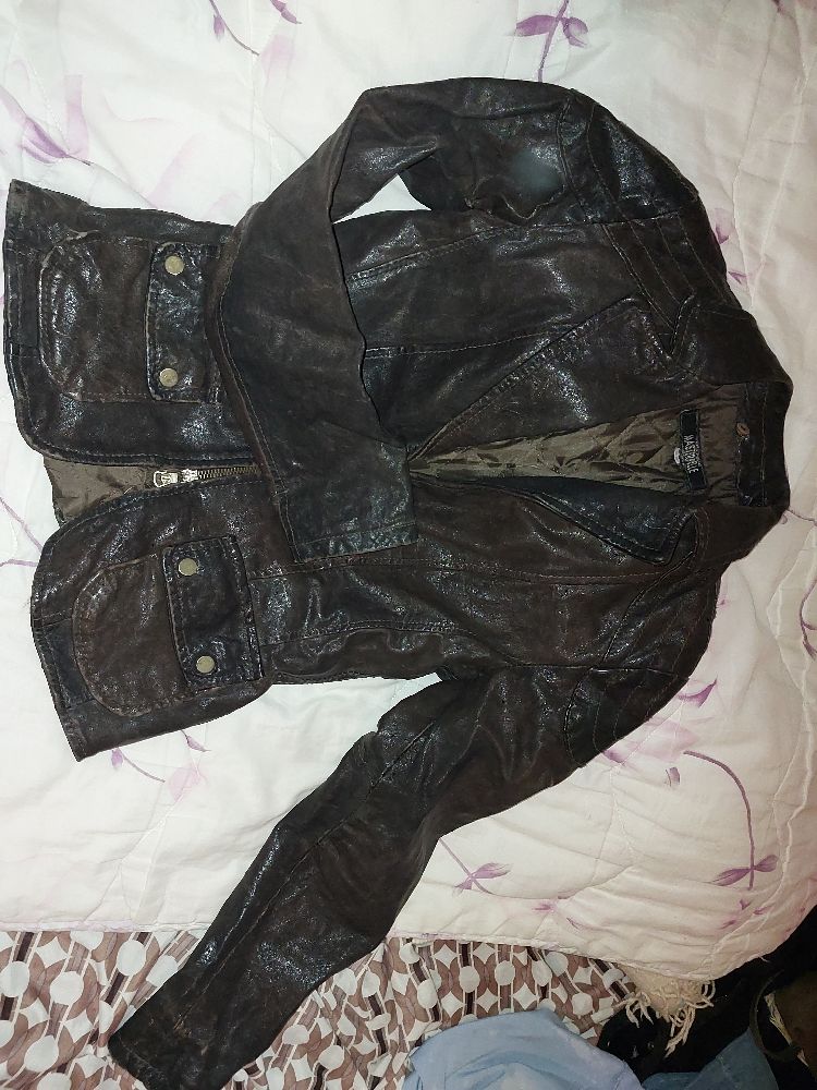 Veste cuir marron foncé