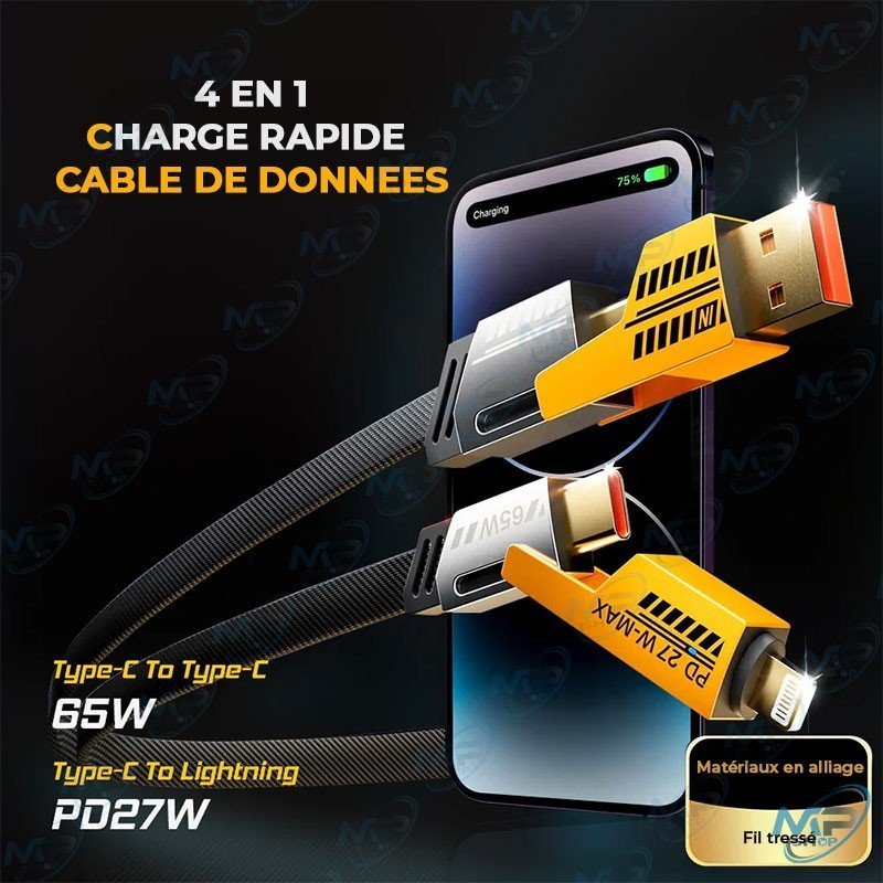 Câble de chargement 4en1 Ultra rapide