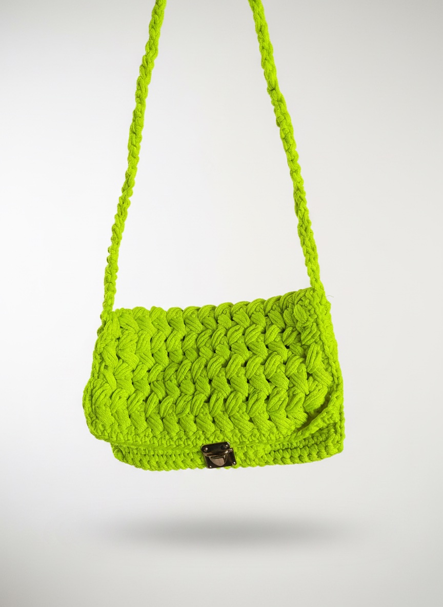 Sac crochet jaune fluo fait main pour l'été🌞🌟