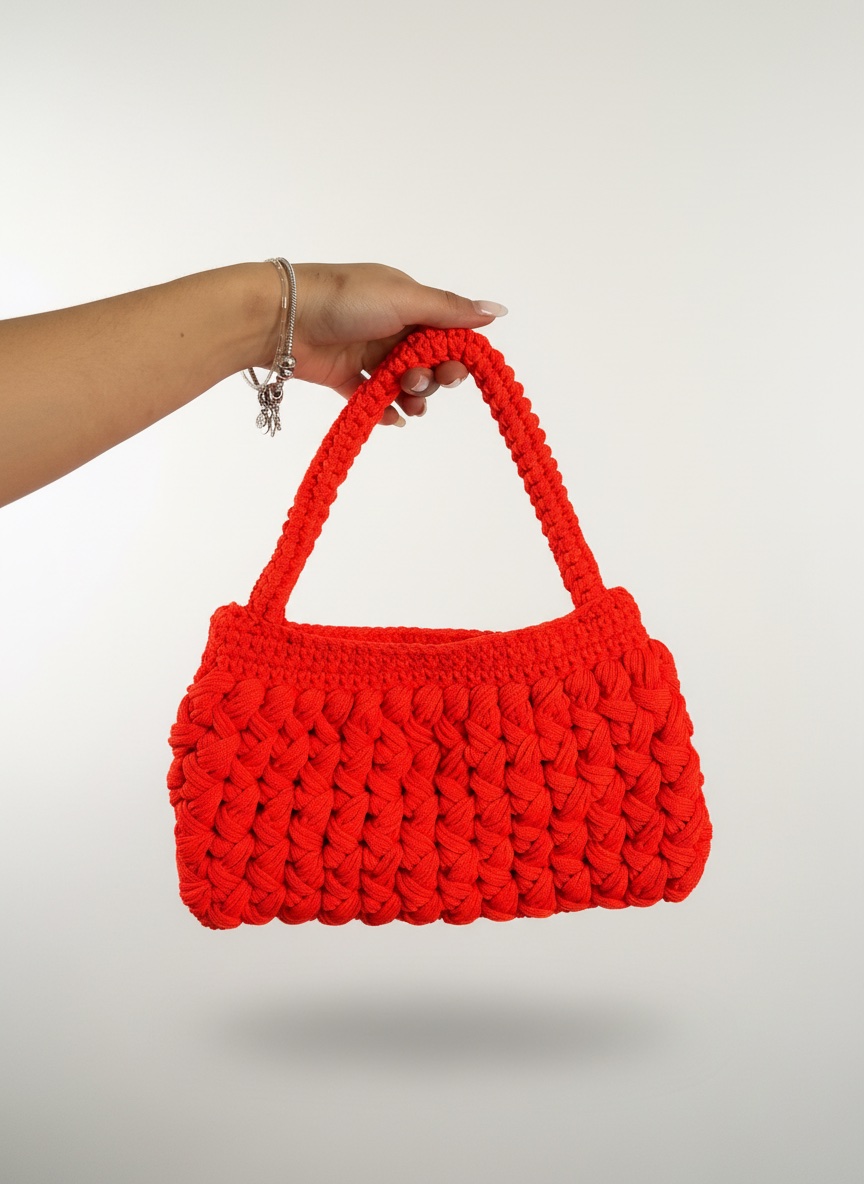Sac Crochet fait main orange fluo