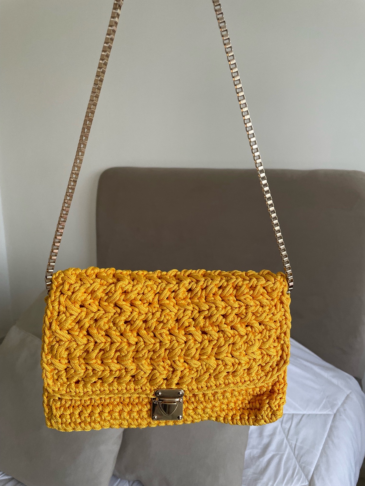Sac crochet fait main jaune pour l'ete 🌟🌞