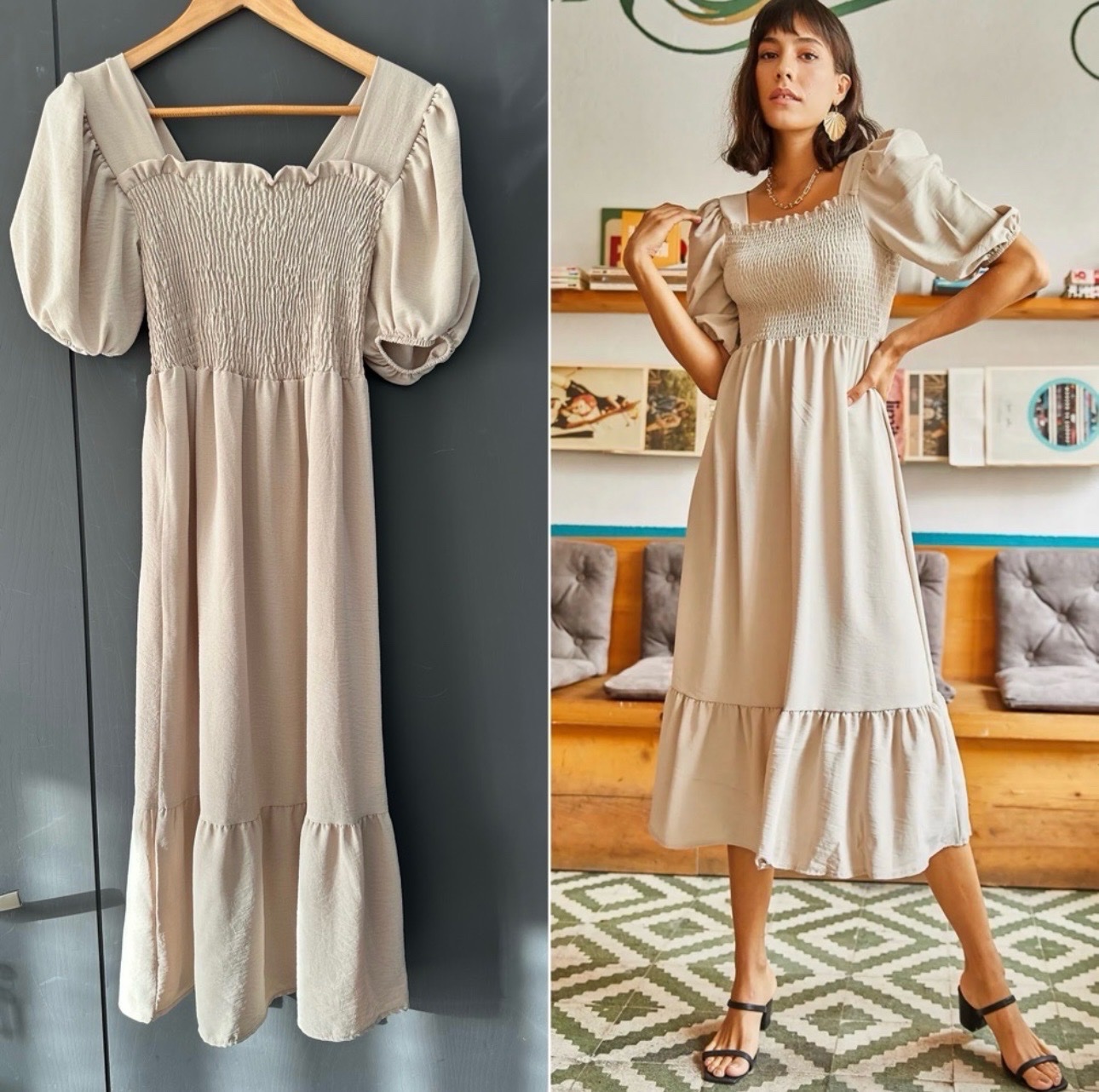 Robe mi-longue, taille s, beige, marque arda acar