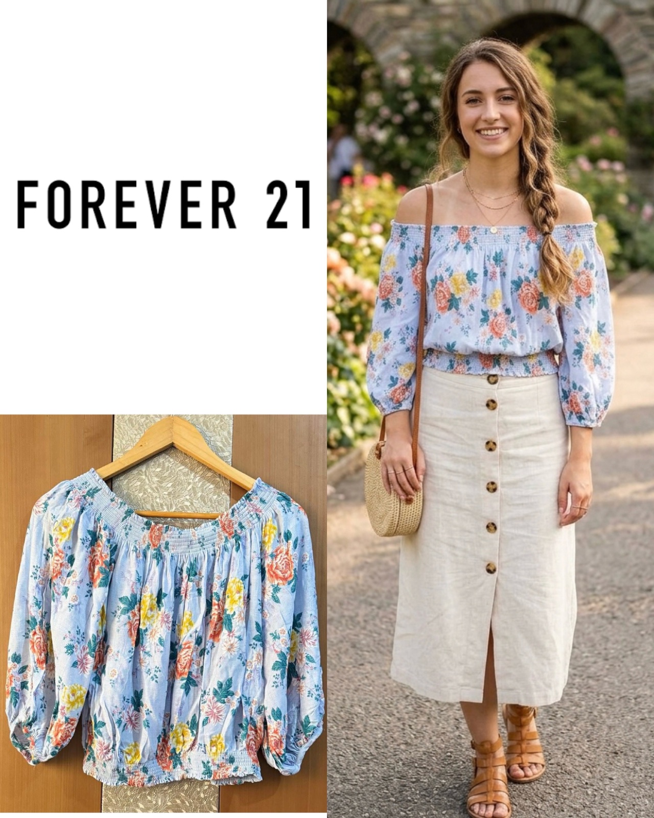 Top à grandes fleurs, taille cintrée