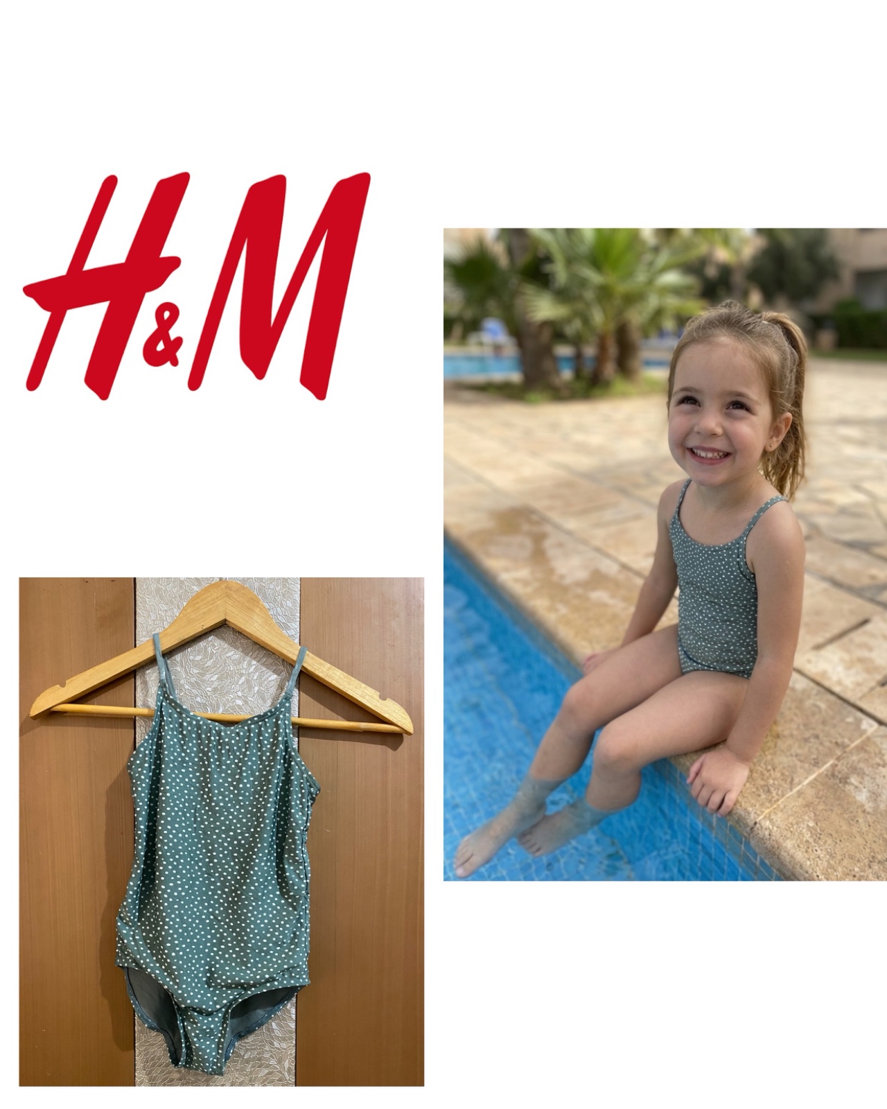 H&M Green Polka Dot Girls Swimsuit
