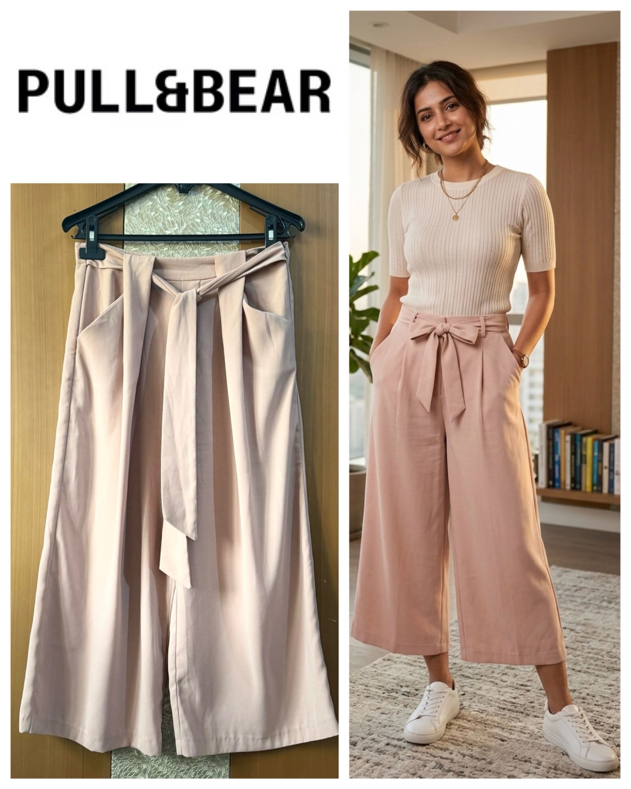 Pull&bear Pantalon taille haute à nouer, taille S