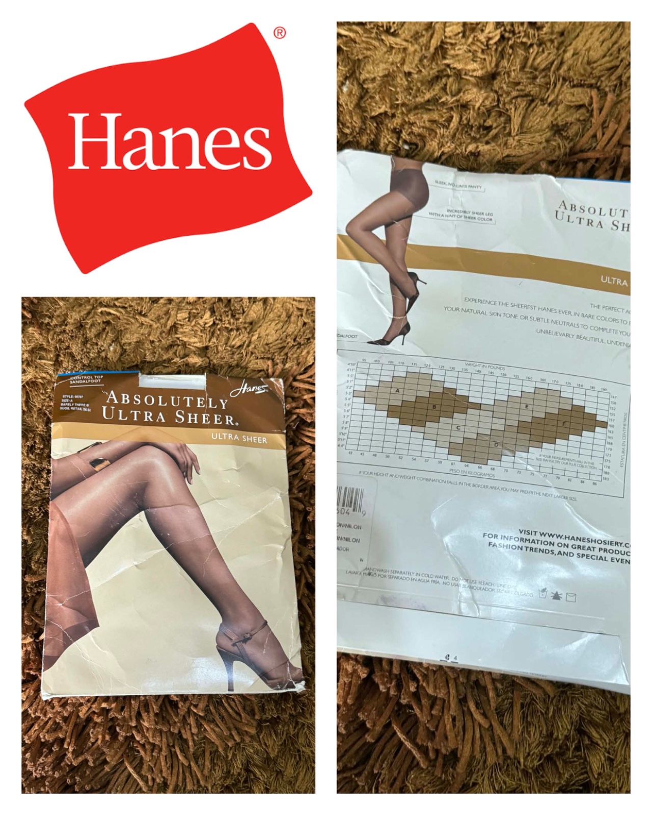 Hanes Absolutely Ultra Sheer Control Top Sheer Toe Pantyhose 707 size A Barely there