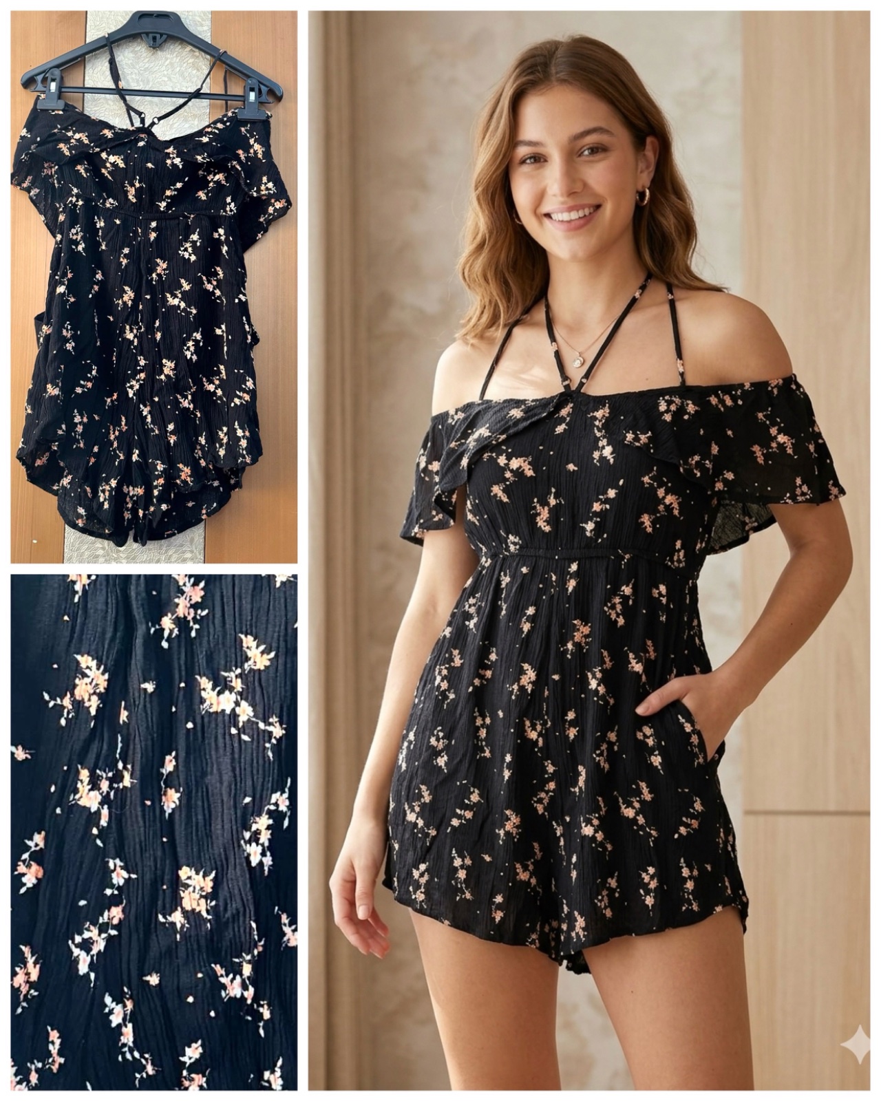Combishort à motifs fleuris