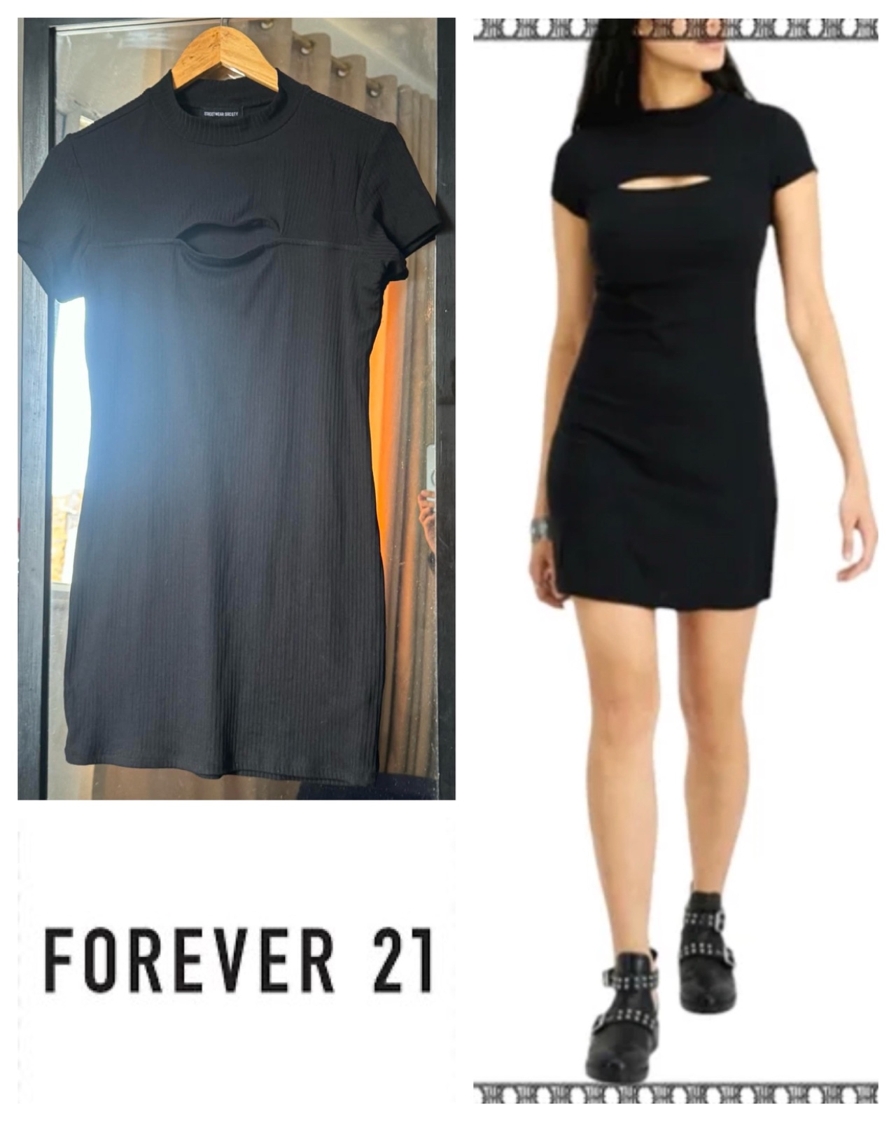 Forever 21 Black Cutout Bodycon Mini Dress Size L
