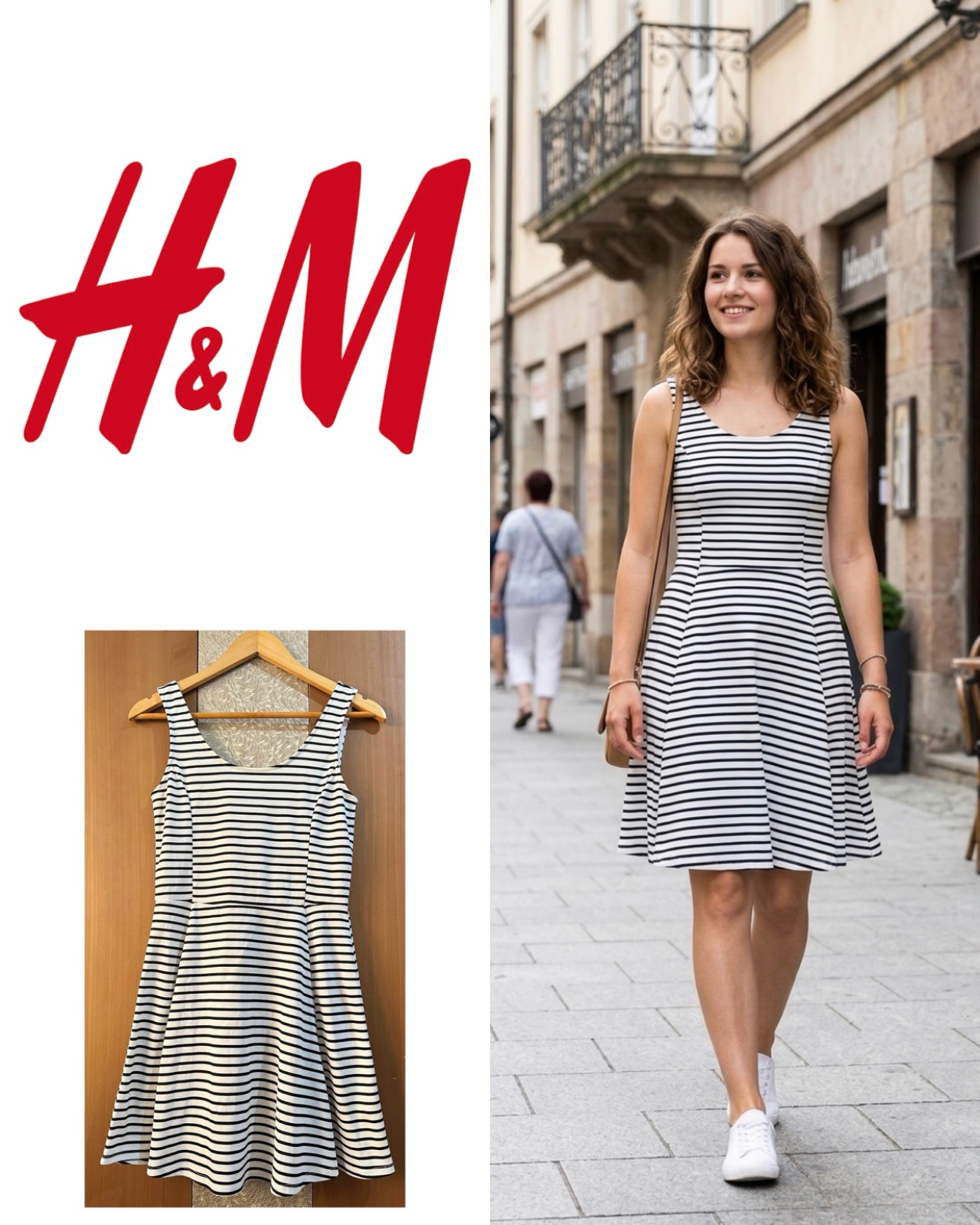 Divided by H&M Blue and White Striped Skater Dress