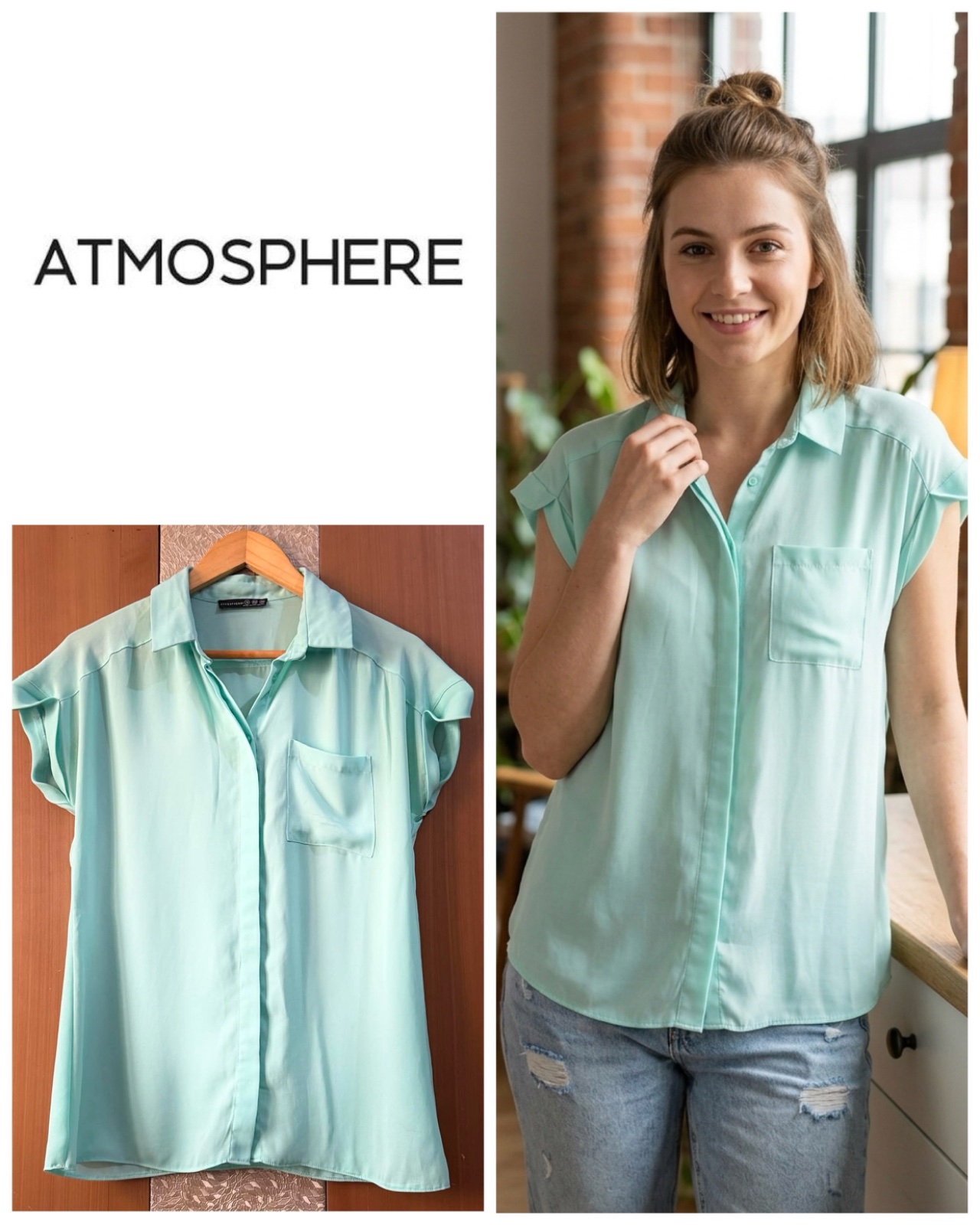 Atmosphere Green Button-Down Shirt