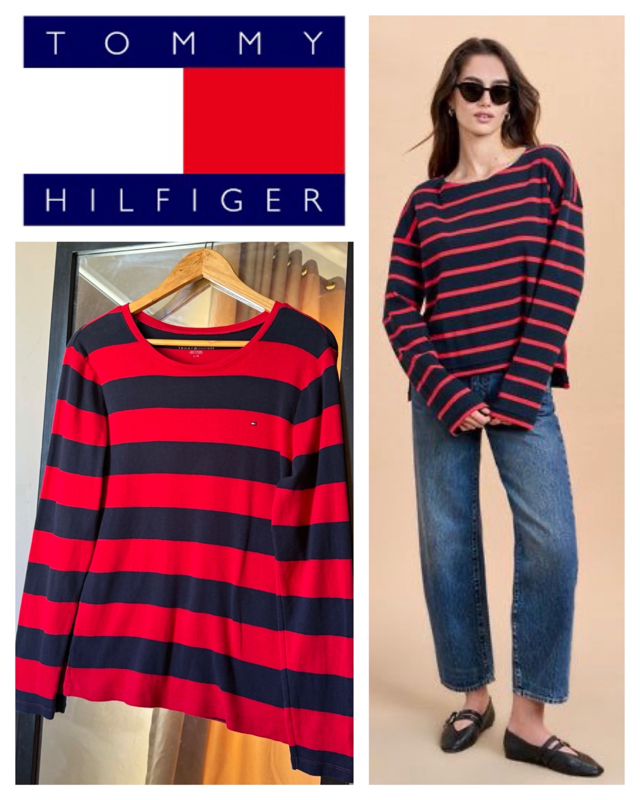 NWT TOMMY HILFIGER CREW NECK STRIPE WOMEN SWEATER SIZE L