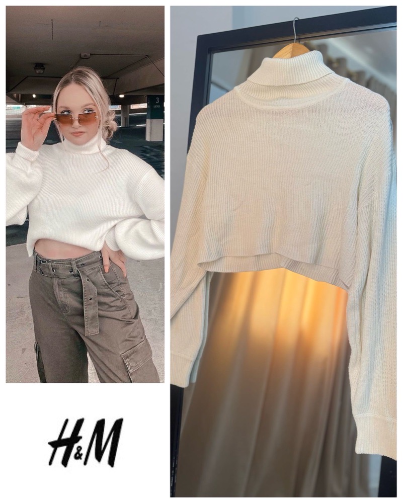 Pull col roulé court crème pour femme H&M Divided * Taille XS (convient S et M)💗