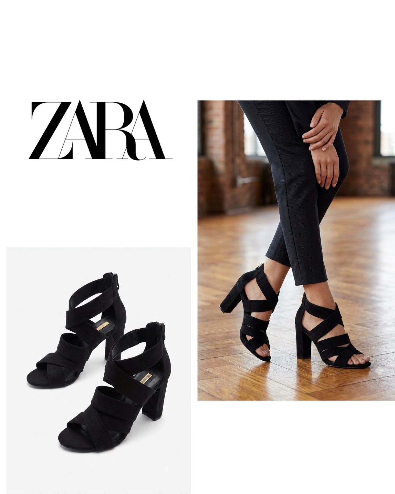 Zara black strappy heel