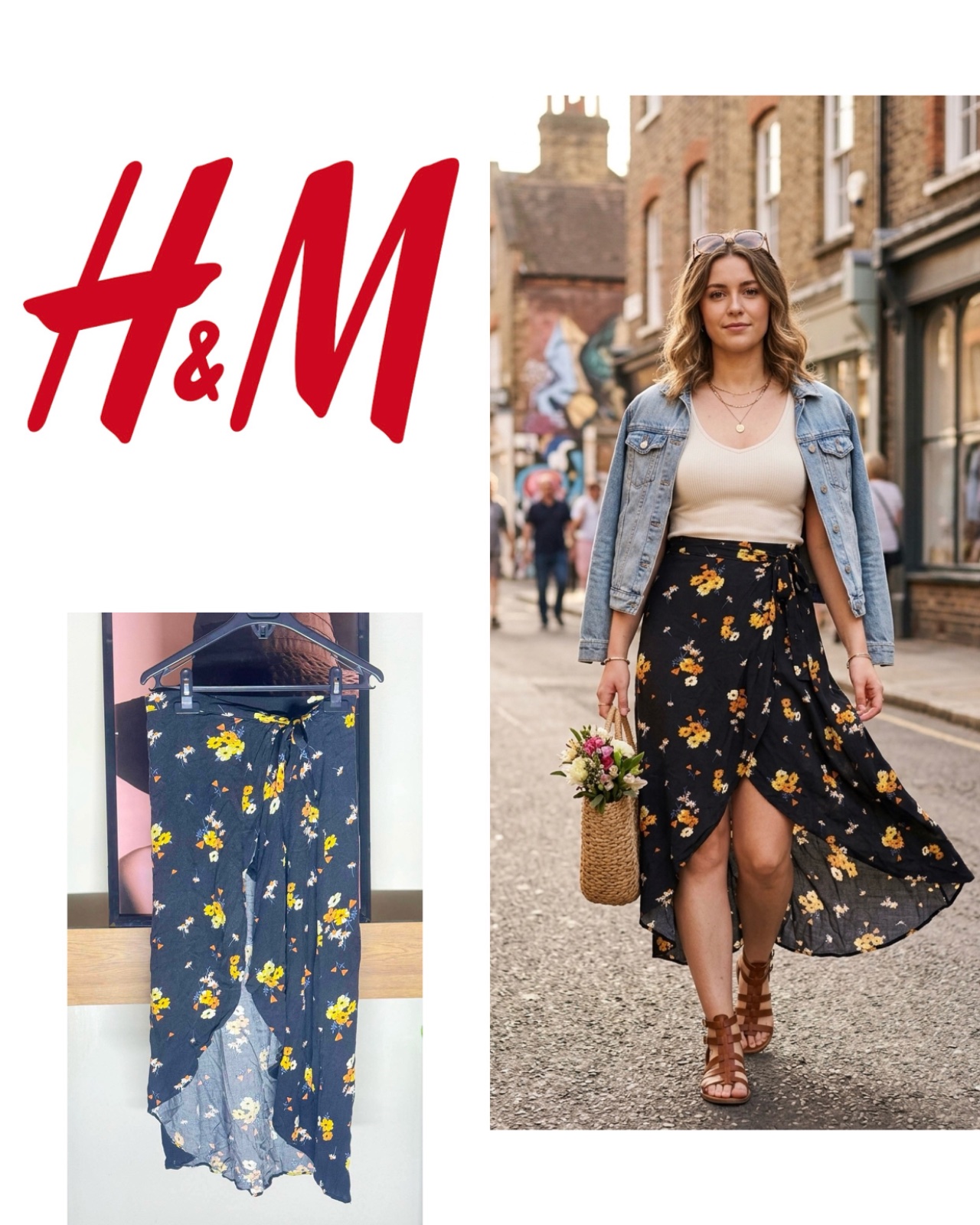 H&M Women's Navy and Blue Skirt
