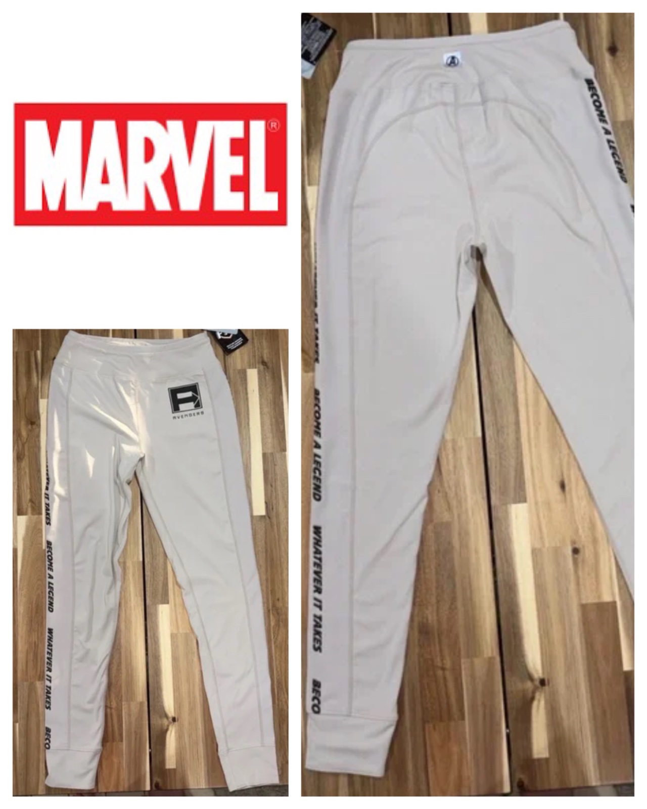 Marvel Avengers Beige/Tan Fitness Athletic Leggings Women’s size L