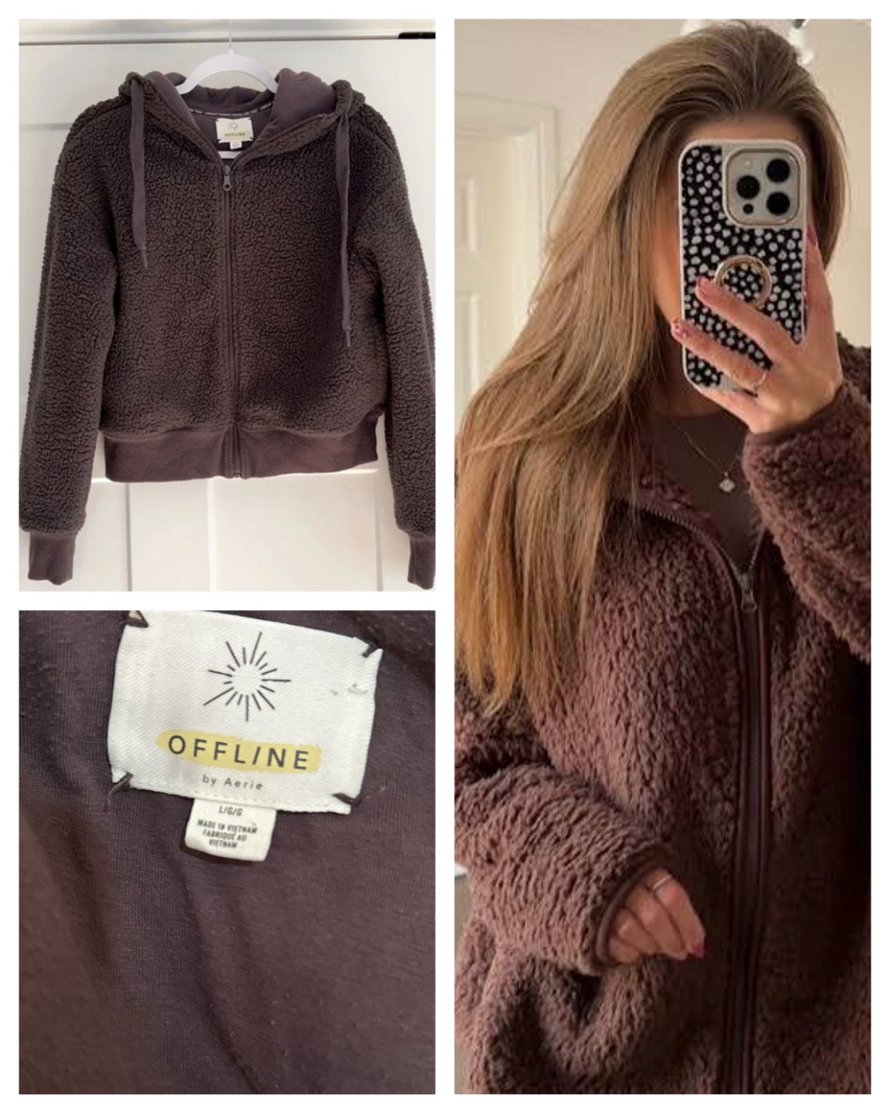 🔥 FIRE SALE 🔥OFFL/NE by AERIA Teddy Bear Zippered Jacket. NWOT SZ L