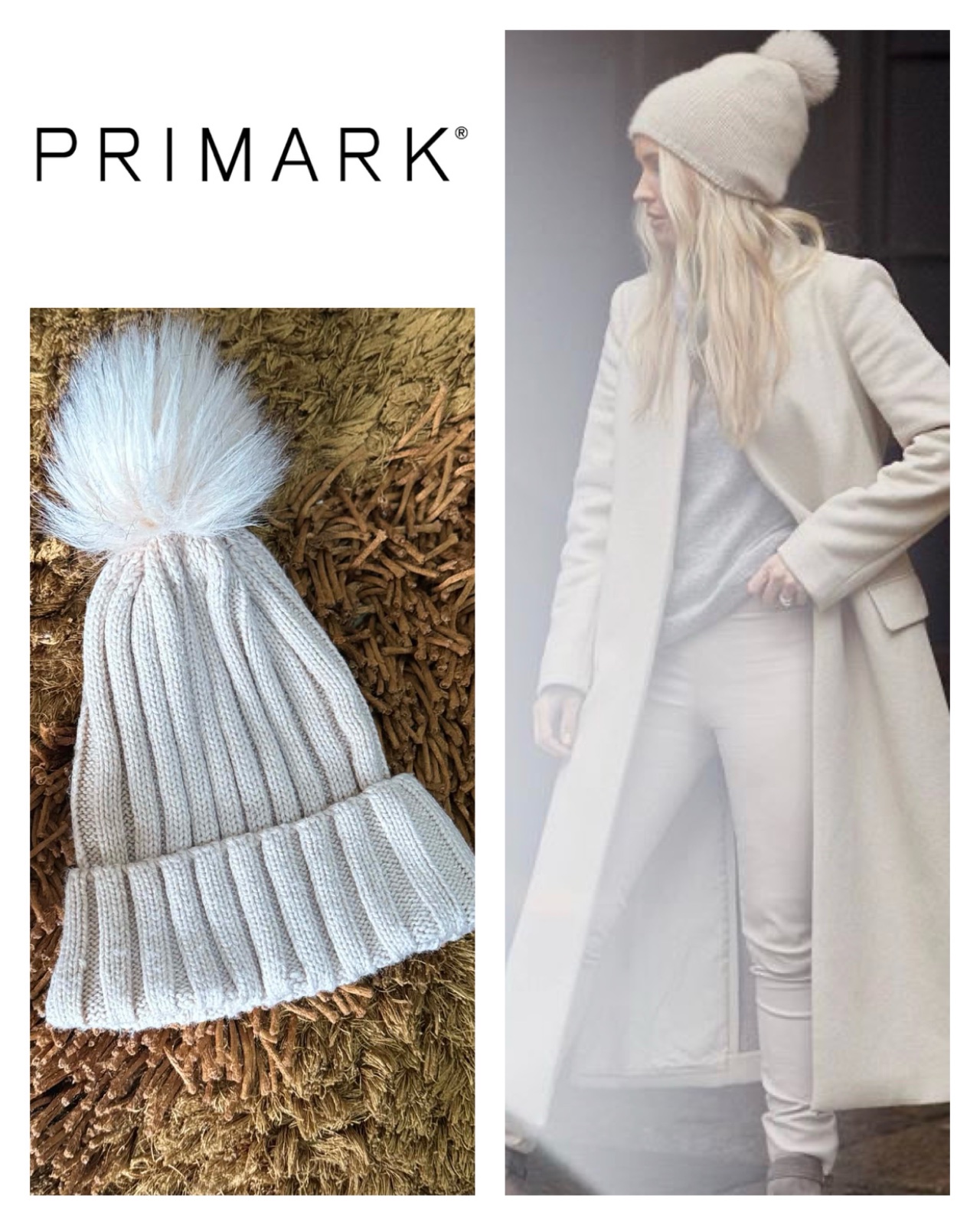 Bonnet primark en maille avec pompon