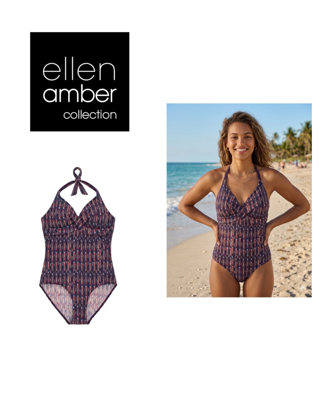 Ellen amber Maillot de bain une pièce à nouer et imprimé dos nu