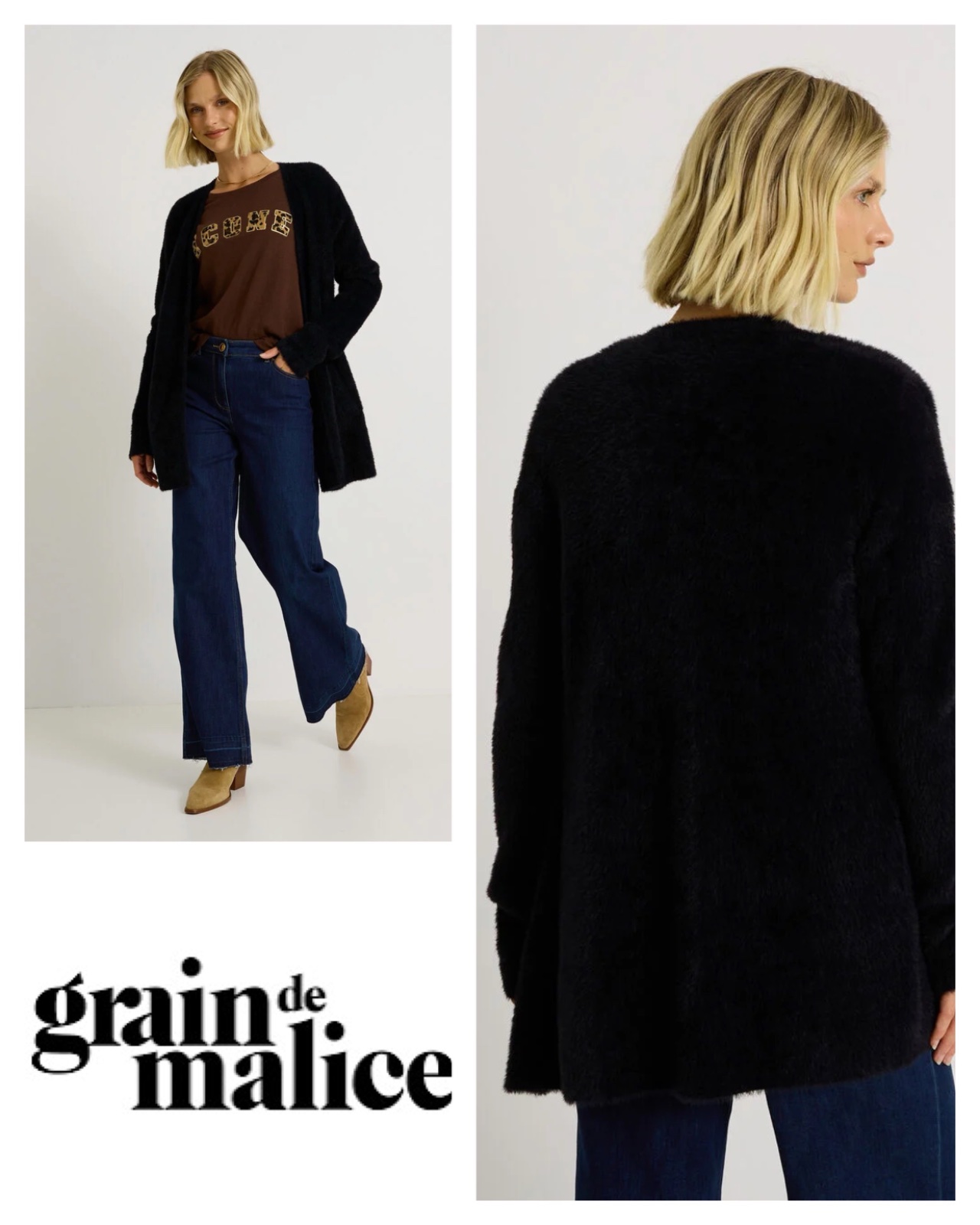 Gilet long fluffy femme