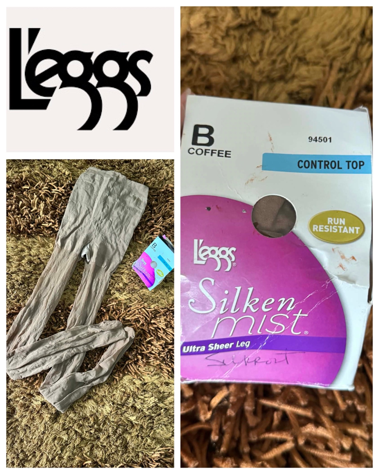 Leggs Silken Mist Control Top coffee Panty Hoses Size B Stockings NEW