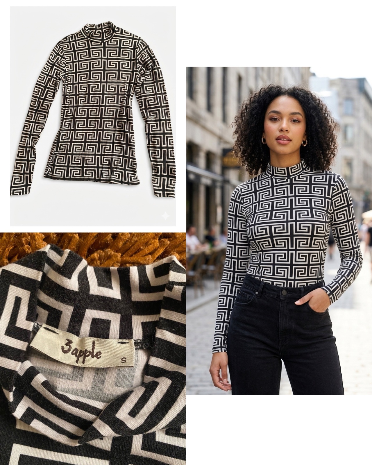 Geometric Pattern Long Sleeve Top