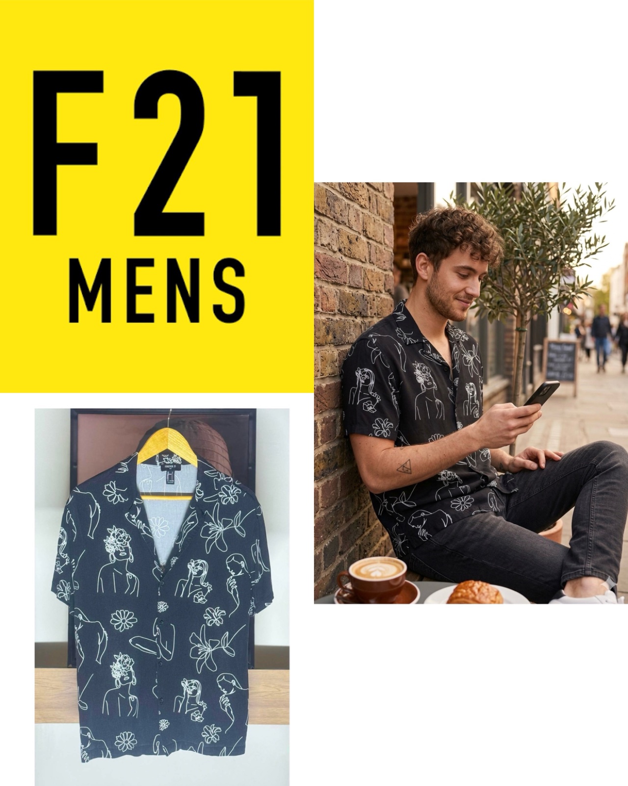 Forever 21 Men's Black and White Shirt