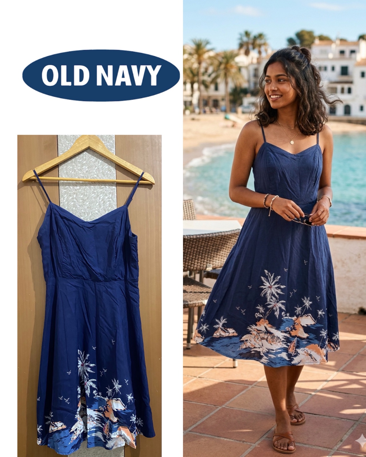 Old Navy Palm Tree Printed Dress Size M