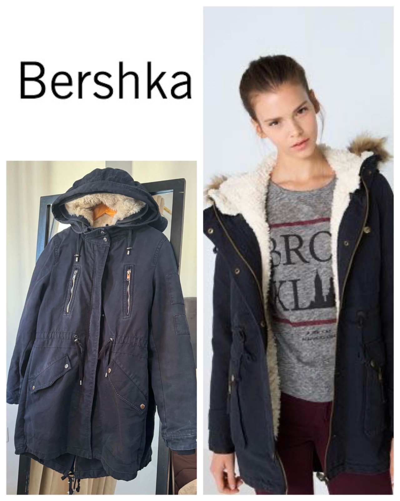 Parka blouson bershka TAille M Capuche fourrure