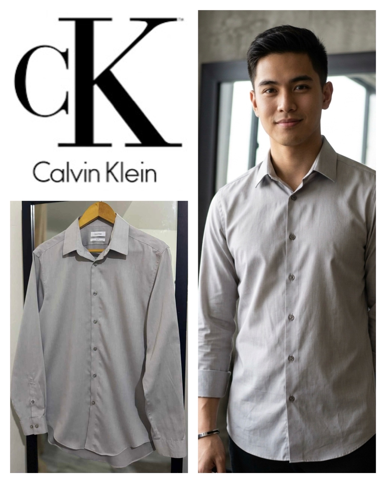 Calvin Klein Men’s Gray Slim Fit Dress Shirt